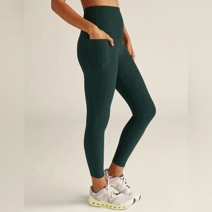 Beyond Yoga Green Spacedye Out Of Pocket High Waisted Midi Leggings